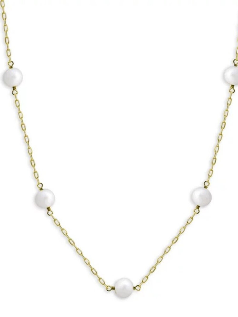 Aqua Cultured Freshwater Pearl Necklace in 18K Gold Plated Sterling Silver